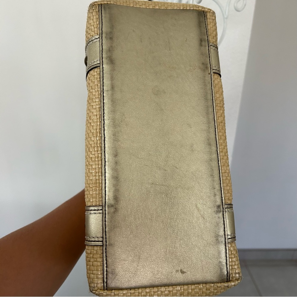 Coach Legacy straw and metallic gold leather tote bag - Picture 9 of 11